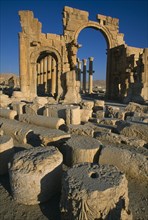 SYRIA, Central, Tadmur, Monumental arch. High central arch flanked by lower arch on each side with