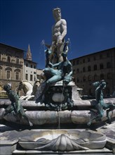 ITALY, Tuscany, Florence, "Piazza della Signoria.  Fontana di Nettuno, fountain designed by