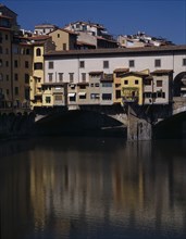 ITALY, Tuscany, Florence, "Ponte Vecchio, part view with indistinct reflection."