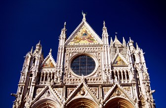 ITALY, Tuscany, Sienna, The ornate frontage of the Cathedral