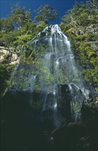 AUSTRALIA, Queensland, Lamington NP, View looking up Moran Falls