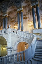 RUSSIA, St. Petersburg, The Winter Palace of the Hermitage Museum.  Detail of the Jordan Staircase