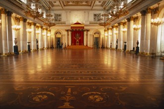 RUSSIA, St. Petersburg, "Winter Palace of the Hermitage, Hall of St. George.  Interior lined with