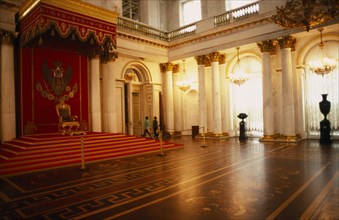 RUSSIA, St. Petersburg, "Winter Palace of the Hermitage, Hall of St. George.  Interior with throne