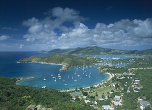 WEST INDIES, Antigua, Shirley Heights, View from Shirley heights over Falmouth and English Harbours