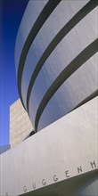USA, New York State, New York, Soloman R. Guggenheim Museum.  Part view of exterior designed by