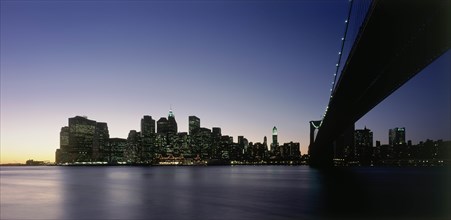 USA, New York State, New York, Lower Manhattan.  Post September 11 skyline from Brooklyn