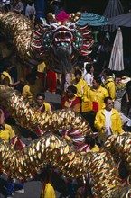 THAILAND, North, Chiang Mai, Dragon dance at the end of Chinese New Year in Chinatown