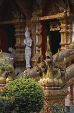 THAILAND, North, Chiang Mai, Wat Bupparam Temple on Tha Phae Road. Temple exterior with elaborate