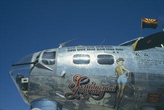 TRANSPORT, Air, Old Non-Fighter, US Army plane now Sentimental Journey exhibit.  Detail of exterior
