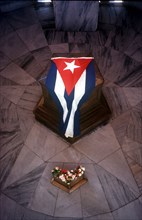 CUBA, Santiago de Cuba, Santiago, The tomb of Jose marti with the Cuban flag draped over it