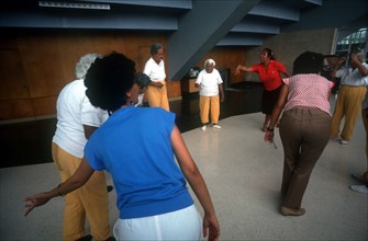 CUBA, Institute of Psychiatry, Female inmates and their therapists doing exercises