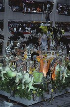 BRAZIL, Rio de Janeiro, Carnival float with minotaur models on the front