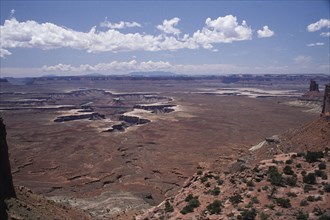 USA, Utah, Canyonlands National Park, Green River Overlook. View over plain and canyon