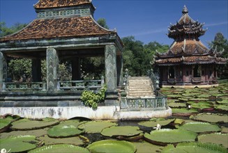 THAILAND, Gardens, Architecture built on a lily pond