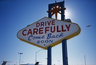 USA, Nevada, Las Vegas, Drive carefully sign