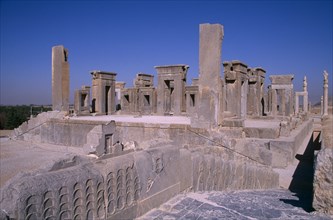 IRAN, South, Persepolis, "Fifth century BC Archaemenid palace complex.  Xerxes Palace, raised,