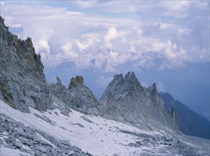 ITALY, Brenta Group, Mountains leading from the Eastern Nardis Glacier across Brocchetta di Monte