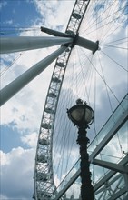 ENGLAND, London, British Airways London Eye Milennium wheel view through the spokes of the ride