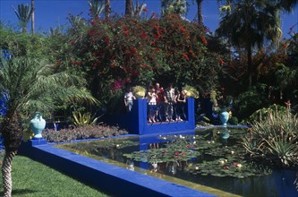 MOROCCO, Marrakech, The Jardin Majorelle . Ornamental garden with visitors