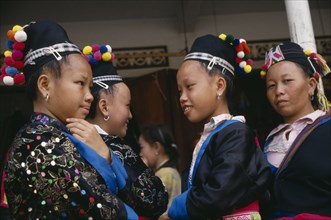 LAOS, Luang Prabang, Hmong women in traditional dress