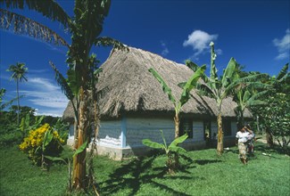 PACIFIC ISLANDS, Melanesia, Fiji, Viti Levu. Sigatoka village typical meeting housing