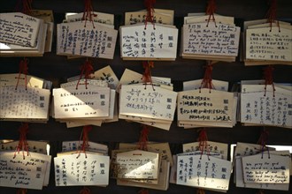 JAPAN, Religious Details, Prayers and wishes written on ema boards seeking blessing from the Gods