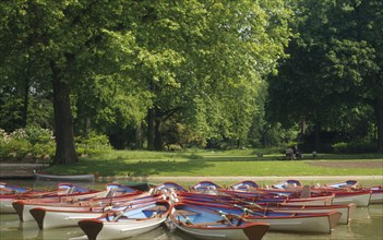 FRANCE, Ile de France, Paris, "Bois de Vincennes, boats on Lake Daumesnil"
