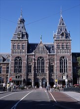 HOLLAND, Noord, Amsterdam, Rijksmuseum facade designed by P.J.H Cuijpers and decorated with gothic