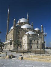 EGYPT, Cairo Area, Cairo, The Citadel. Mosque of Mohammed Ali exterior with white domed roof.