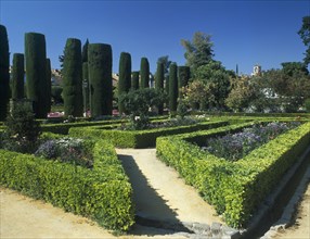 SPAIN, Andalucia, Cordoba, Alcazar de los Reyes Cristianos formal section of the gardens