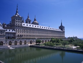 SPAIN, Madrid State, El Escorial, Palace of San Lorenzo de El Escorial seen from the west side
