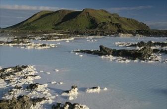 ICELAND, Gullbringu, Reykjanes Peninsula, Blue Lagoon at Svartsengi geo thermal power station.  Hot