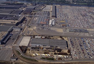 FRANCE, Ile de France, Flins, Aerial view over Renault factory.