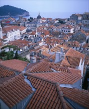 CROATIA, Dalmatia, Dubrovnik, View over orange tiled rooftops