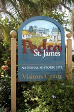 WEST INDIES, Cayman Islands, Pedro St James National Historic Site visitors centre sign