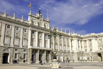 SPAIN, Madrid, Palacio Real main entrance seen from the Plaza de Armas