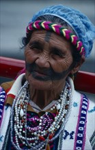 TAIWAN, Taroko Gorge, Portrait of an elderly Aboriginal woman