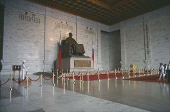 TAIWAN, Taipei, Chiang Kai-Shek Memorial Hall interior with seated statue of the General