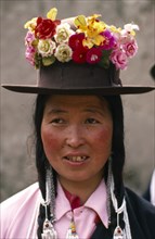 CHINA, Quinghai, Huzhu County, Portrait of Tu Nat Yellow Hat Buddhist
