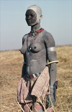 SUDAN, Body Decoration, Dinka woman wearing traditional bead jewellery.