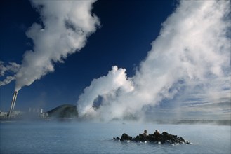 ICELAND, Gullbringu, Reykjanes Peninsula, The Blue Lagoon beside the Svartsengi geothermal power