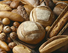 FOOD, Bread, Mixed collection of loaves and rolls