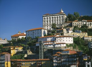 PORTUGAL, Porto, Oporto, View over Ribeira District and Bishops Palace