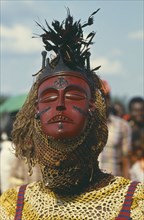 CONGO, Festivals, Masked dancer at Bapende Gungu Festival