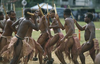 PACIFIC ISLANDS, Melanesia, Vanuatu Islands, Efate Island.  Port Vila.  Men from Pentecost Island