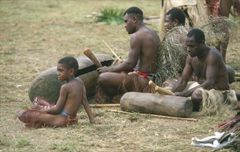PACIFIC ISLANDS, Melanesia, Vanuatu Islands, "Efate Island.  Port Vila.  Men from Pentecost Island