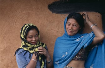 NEPAL, Dhankuta, Limbu, Portrait of Limbu girls