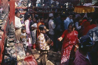NEPAL, Kathmandu, Sacrificial altars at the festival of Desain