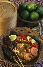 INDONESIA, Food, Nasi Goreng.  Traditional fried rice dish containing vegetables and meat or fish.